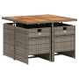 Set comedor de jardín 5 piezas con cojines ratán sintético gris de vidaXL, Conjuntos de jardín - Ref: Foro24-3277669, Precio:...