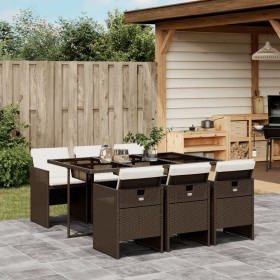 7-teiliges Garten-Essset mit braunen Kissen aus synthetischem Rattan von vidaXL, Gartensets - Ref: Foro24-3277676, Preis: 529...