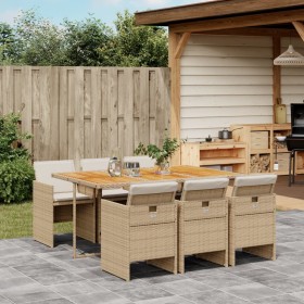 7-teiliges Garten-Essset mit beigen Kissen aus synthetischem Rattan von vidaXL, Gartensets - Ref: Foro24-3277683, Preis: 669,...