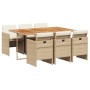 Set comedor de jardín 7 pzas con cojines ratán sintético beige de vidaXL, Conjuntos de jardín - Ref: Foro24-3277683, Precio: ...