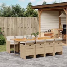 9-teiliges Garten-Essset mit beigen Kissen aus synthetischem Rattan von vidaXL, Gartensets - Ref: Foro24-3277695, Preis: 892,...