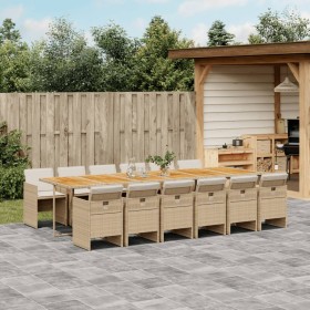 Garten-Essgruppe mit Kissen, 13-teilig, beiges synthetisches Rattan von vidaXL, Gartensets - Ref: Foro24-3277719, Preis: 1,00...