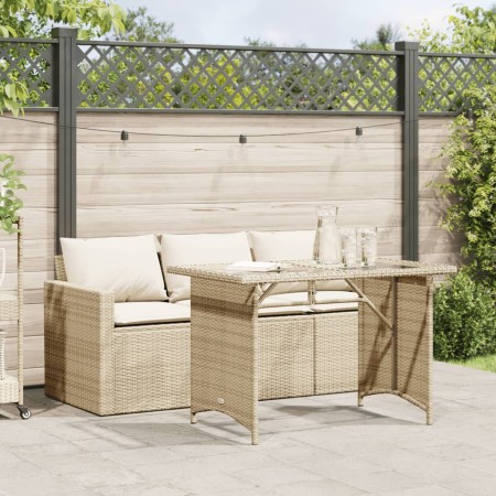 2-teilige Garten-Essgruppe mit beigen Kissen aus synthetischem Rattan von vidaXL, Gartensets - Ref: Foro24-366332, Preis: 282...