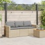 3-Sitzer-Gartensofa mit beigen synthetischen Rattankissen von vidaXL, Outdoor-Sofas - Ref: Foro24-366345, Preis: 187,15 €, Ra...