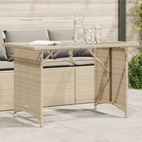 Gartentisch Glasoberfläche PE Rattan Beige 110x68x70 cm von vidaXL, Gartentische - Ref: Foro24-366353, Preis: 96,10 €, Rabatt: %