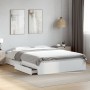 White engineered wood bed frame with drawers 160x200 cm by vidaXL, Beds and slatted bases - Ref: Foro24-3280643, Price: 182,6...