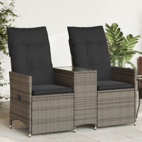 2-seater reclining garden sofa with gray PE rattan table by vidaXL, Outdoor sofas - Ref: Foro24-365712, Price: 243,99 €, Disc...