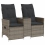 2-seater reclining garden sofa with gray PE rattan table by vidaXL, Outdoor sofas - Ref: Foro24-365712, Price: 243,60 €, Disc...