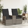 2-seater reclining garden sofa with gray PE rattan table by vidaXL, Outdoor sofas - Ref: Foro24-365712, Price: 243,60 €, Disc...