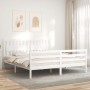 Estructura cama de matrimonio con cabecero madera maciza blanco de vidaXL, Camas y somieres - Ref: Foro24-3194327, Precio: 17...