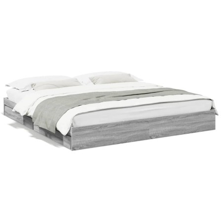 Cama con cajones madera ingeniería gris Sonoma 180x200 cm de vidaXL, Camas y somieres - Ref: Foro24-3280641, Precio: 176,99 €...