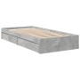 Concrete gray engineered wood bed with drawers 90x200 cm by vidaXL, Beds and slatted bases - Ref: Foro24-3280681, Price: 138,...