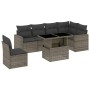 7-teiliges Gartensofa-Set mit grauen synthetischen Rattankissen von vidaXL, Gartensets - Ref: Foro24-3267310, Preis: 532,64 €...