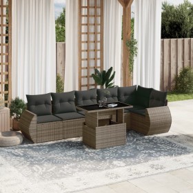 7-teiliges Gartensofa-Set mit grauen synthetischen Rattankissen von vidaXL, Gartensets - Ref: Foro24-3268550, Preis: 555,54 €...