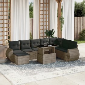 9-teiliges Gartenmöbel-Set und graue synthetische Rattankissen von vidaXL, Gartensets - Ref: Foro24-3268730, Preis: 641,99 €,...