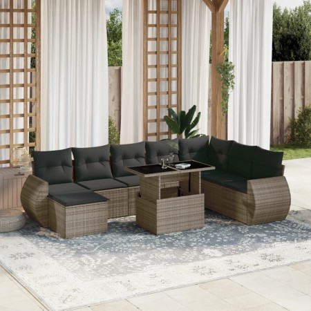 9-teiliges Gartenmöbel-Set und graue synthetische Rattankissen von vidaXL, Gartensets - Ref: Foro24-3268730, Preis: 649,53 €,...