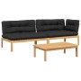 Gartenpaletten-Sofagarnitur und Kissen 3-teilig aus Akazienholz von vidaXL, Outdoor-Sofas - Ref: Foro24-3209322, Preis: 422,9...