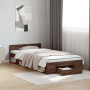 Oak brown engineered wood bed with drawer 90x190 cm by vidaXL, Beds and slatted bases - Ref: Foro24-3280789, Price: 141,85 €,...