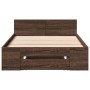 Oak brown engineered wood bed with drawer 90x190 cm by vidaXL, Beds and slatted bases - Ref: Foro24-3280789, Price: 141,85 €,...