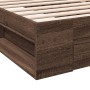 Oak brown engineered wood bed with drawer 90x190 cm by vidaXL, Beds and slatted bases - Ref: Foro24-3280789, Price: 141,85 €,...