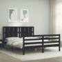 Double bed frame with black solid wood headboard by vidaXL, Beds and slatted bases - Ref: Foro24-3194125, Price: 171,99 €, Di...