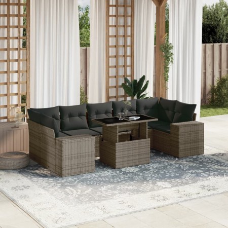 Gartensofa- und Kissenset 8-teilig aus grauem synthetischem Rattan von vidaXL, Gartensets - Ref: Foro24-3269040, Preis: 611,9...