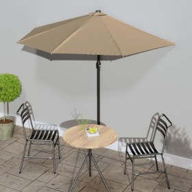 Sombrilla de balcón semicircular palo aluminio taupe 270x144cm de vidaXL, Sombrillas - Ref: Foro24-44590, Precio: 47,99 €, De...