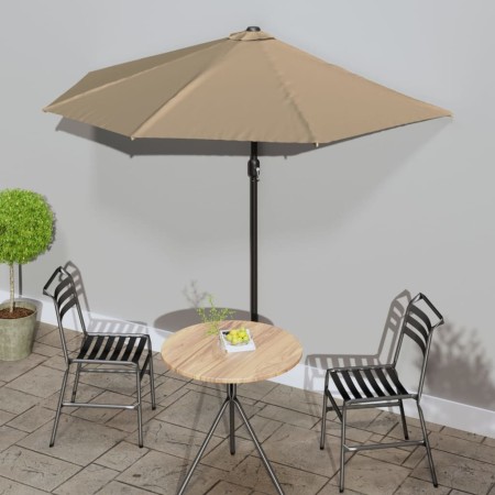 Semicircular balcony umbrella in taupe aluminum stick 270x144cm by vidaXL, Umbrellas - Ref: Foro24-44590, Price: 47,48 €, Dis...