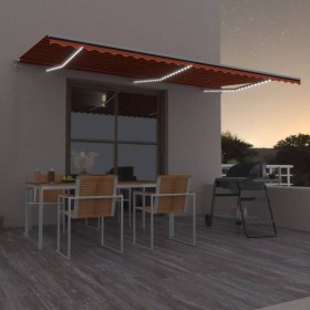 Retractable manual awning with orange and brown LED light 600x300 cm by vidaXL, Awnings - Ref: Foro24-3068965, Price: 503,17 ...