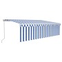 Toldo retráctil manual con persiana y LED azul y blanco 5x3 m de vidaXL, Toldos - Ref: Foro24-3069341, Precio: 467,28 €, Desc...