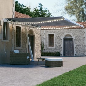 Manual retractable awning with blue and white LED lights 450x300 cm by vidaXL, Awnings - Ref: Foro24-3069561, Price: 510,99 €...