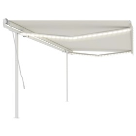 Manual retractable awning with LED light cream 5x3 m by vidaXL, Awnings - Ref: Foro24-3069982, Price: 527,63 €, Discount: %