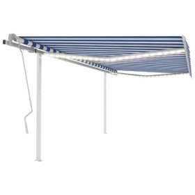 Manual retractable awning with blue and white LED light 4.5x3 m by vidaXL, Awnings - Ref: Foro24-3069961, Price: 468,99 €, Di...