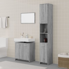 3-piece bathroom furniture set made of gray Sonoma plywood by vidaXL, Bathroom furniture - Ref: Foro24-3152717, Price: 129,47...