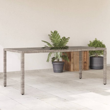 Garden table glass surface PE rattan gray 190x90x75 cm by vidaXL, Garden tables - Ref: Foro24-365594, Price: 175,97 €, Discou...