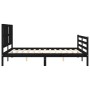 Double bed frame with black solid wood headboard by vidaXL, Beds and slatted bases - Ref: Foro24-3194125, Price: 171,99 €, Di...