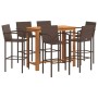 Garden table and stools 7 pieces acacia wood PE rattan brown by vidaXL, Garden sets - Ref: Foro24-3295291, Price: 492,76 €, D...