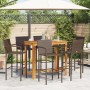 Garden table and stools 7 pieces acacia wood PE rattan brown by vidaXL, Garden sets - Ref: Foro24-3295291, Price: 492,76 €, D...