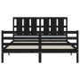 Double bed frame with black solid wood headboard by vidaXL, Beds and slatted bases - Ref: Foro24-3194125, Price: 171,99 €, Di...