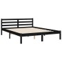 Double bed frame with black solid wood headboard by vidaXL, Beds and slatted bases - Ref: Foro24-3194125, Price: 171,99 €, Di...