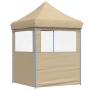 Tienda de fiesta plegable Pop-Up con 2 paredes laterales beige de vidaXL, Carpas y cenadores - Ref: Foro24-4004991, Precio: 1...