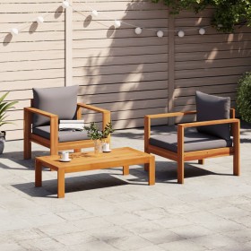 Garden sofa set with cushions 3 pieces solid acacia wood by vidaXL, Garden sets - Ref: Foro24-3214846, Price: 282,00 €, Disco...