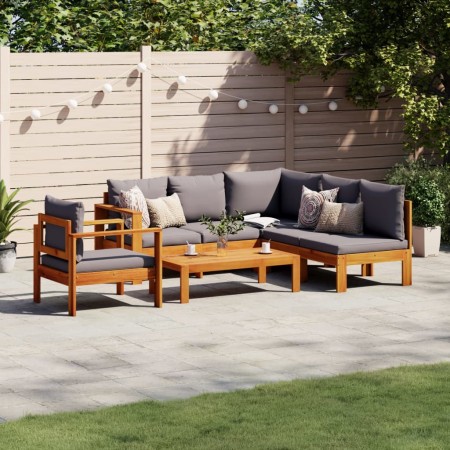 Gartensofa-Set mit Kissen 5-teilig aus massivem Akazienholz von vidaXL, Gartensets - Ref: Foro24-3214871, Preis: 628,62 €, Ra...