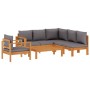 Gartensofa-Set mit Kissen 5-teilig aus massivem Akazienholz von vidaXL, Gartensets - Ref: Foro24-3214871, Preis: 629,99 €, Ra...