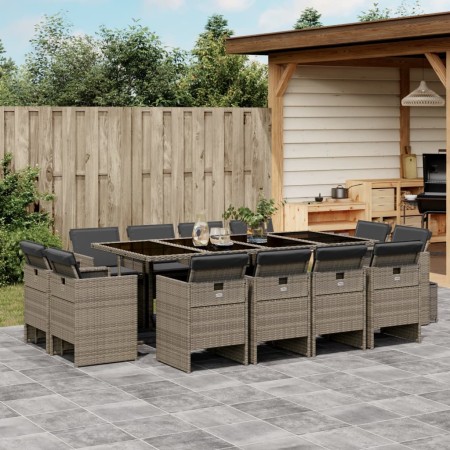 Garten-Essgruppe mit Kissen, 13-teilig, graues synthetisches Rattan von vidaXL, Gartensets - Ref: Foro24-3277807, Preis: 959,...