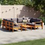 Gartensofa-Set mit Kissen 6-teilig aus massivem Akazienholz von vidaXL, Gartensets - Ref: Foro24-3214865, Preis: 823,77 €, Ra...