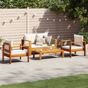 Garden sofa set with cushions 4 pieces solid acacia wood by vidaXL, Garden sets - Ref: Foro24-3214838, Price: 474,99 €, Disco...