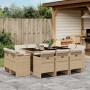 11-teiliges Garten-Essset mit beigen Kissen aus synthetischem Rattan von vidaXL, Gartensets - Ref: Foro24-3277797, Preis: 741...