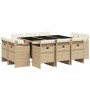 Set comedor de jardín 11 pzas con cojines ratán sintético beige de vidaXL, Conjuntos de jardín - Ref: Foro24-3277797, Precio:...