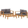 Gartensofa-Set mit Kissen 3-teilig aus massivem Akazienholz von vidaXL, Gartensets - Ref: Foro24-3214844, Preis: 436,24 €, Ra...